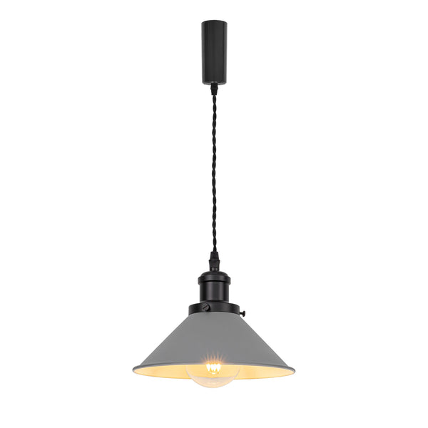 FSLiving Matte Black Cafe Atmosphere Pendant Light Adjustable Length Cord Storage Flange Interior Lighting Scandinavian Pendant Lamp Stylish Interior Lighting Fixture Ceiling Lighting Hanging Light E26 Kitchen LED Electric Masculine Duct Rail Light Gray 