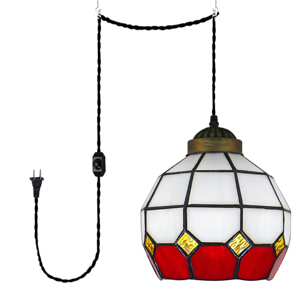 fsliving Outlet-type pendant light, suitable for rental properties, classic, stained glass lamp, antique, for living rooms, European, indirect lighting, Northern Europe, Southern Europe, entrance, new life 