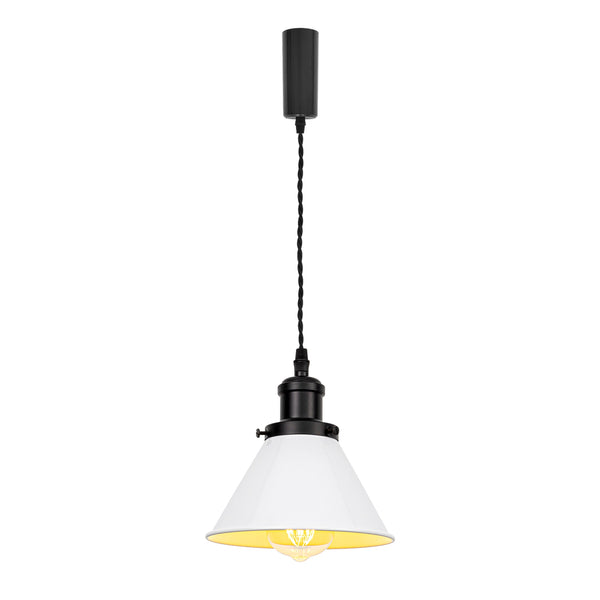 FSLiving Matte Black Cafe Atmosphere Pendant Light Adjustable Length Cord Storage Flange Interior Lighting Scandinavian Pendant Lamp Stylish Interior Lighting Fixture Ceiling Lighting Hanging Light E26 Kitchen LED Electric Duct Rail Light Masculine White 