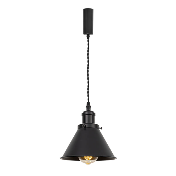 FSLiving Matte Black Cafe Atmosphere Pendant Light Adjustable Length Cord Storage Flange Interior Lighting Scandinavian Pendant Lamp Stylish Interior Lighting Fixture Ceiling Lighting Hanging Light E26 Kitchen LED Electric Duct Rail Light Masculine 