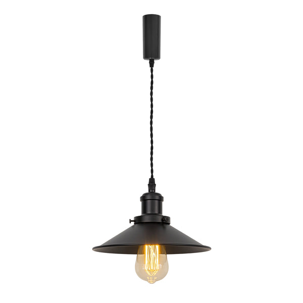 FSLiving Matte Black Cafe Atmosphere Pendant Light Adjustable Length Cord Storage Flange Interior Lighting Scandinavian Pendant Lamp Stylish Interior Lighting Fixture Ceiling Lighting Hanging Light E26 Kitchen LED Electric Masculine Duct Rail Light 