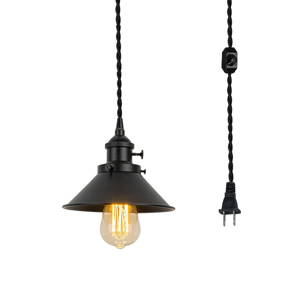 FSLiving Matte Black with Rotating Switch Pendant Light Outlet Type Nordic Stylish Antique Modern Retro Lighting Fixture Lighting Indirect Lighting Ceiling Lighting LED Compatible e26 Dimmer Compatible Rental