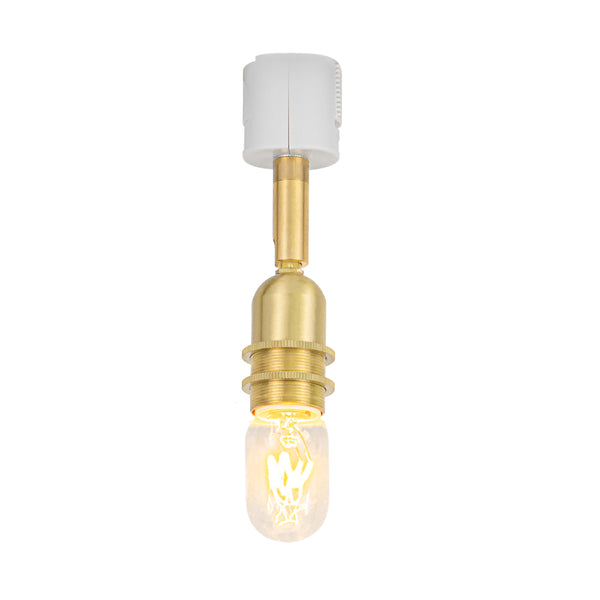 FSLiving Brass Socket, E17 Base, for LED Spotlight Duct Rail, E26 Base, Lighting Rail Lighting Fixture, Adjustable Beam Angle, Retro Socket