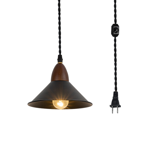 FSLiving Wooden Pendant Light, Outlet Type, Scandinavian, Indirect Lighting, Ceiling Lighting, LED Compatible, e26, Dimmer Included, Suitable for Rental Properties, Wood Grain Socket, Wood Pendant Light, Sloped Ceiling Pendant Light, TB2867, DZ18*6CM