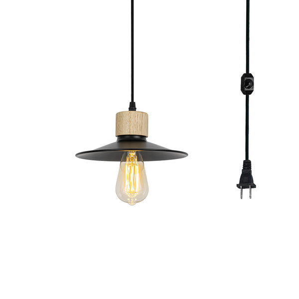 FSLiving Wooden Pendant Light, Outlet Type, Scandinavian, Indirect Lighting, Ceiling Lighting, LED Compatible, E26, Dimmer Included, Suitable for Rental Properties, Wood Grain Socket, Wood Pendant Light, Sloped Ceiling Pendant Light, DZ22X4CMB, TB2865YMS