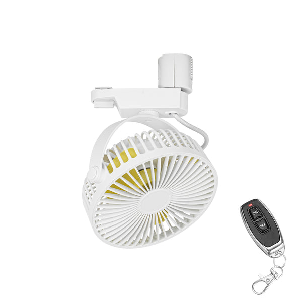 fsliving Remote Control Included Duct Rail Mount Fan Circulator White Fan Adjustable Angle Plant Cultivation Air Circulation Small Blower Small Fan Duct Rail Fan White