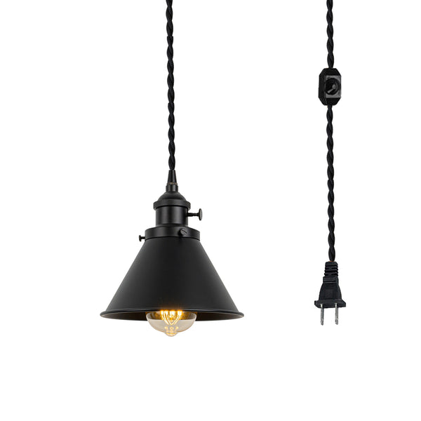 FSLiving Matte Black with Rotating Switch Pendant Light Outlet Type Nordic Stylish Antique Modern Retro Lighting Fixture Lighting Indirect Lighting Ceiling Lighting LED Compatible e26 Dimmer Compatible Rental