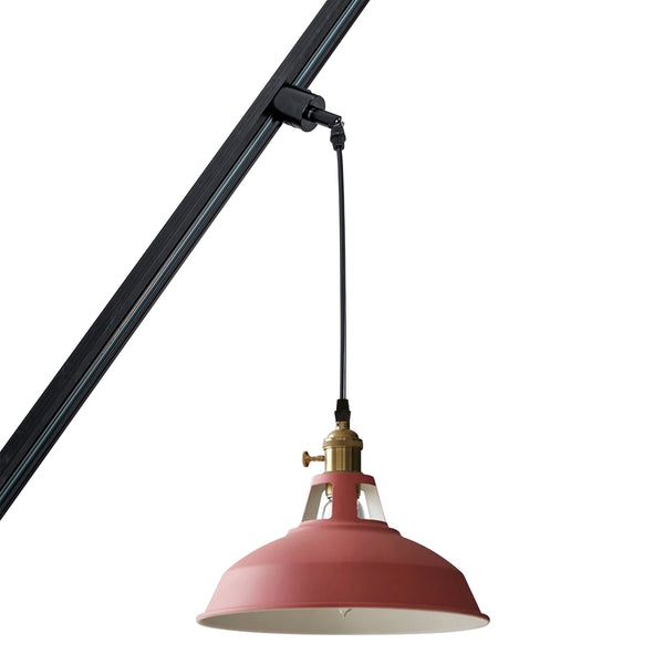 FSLiving Sloped Ceiling Pendant Light, Duct Rail Light, Compatible with Sloped Ceilings, Light Socket, Interior Lighting, Rental Lighting, E26, Rotating Switch Included, Pink