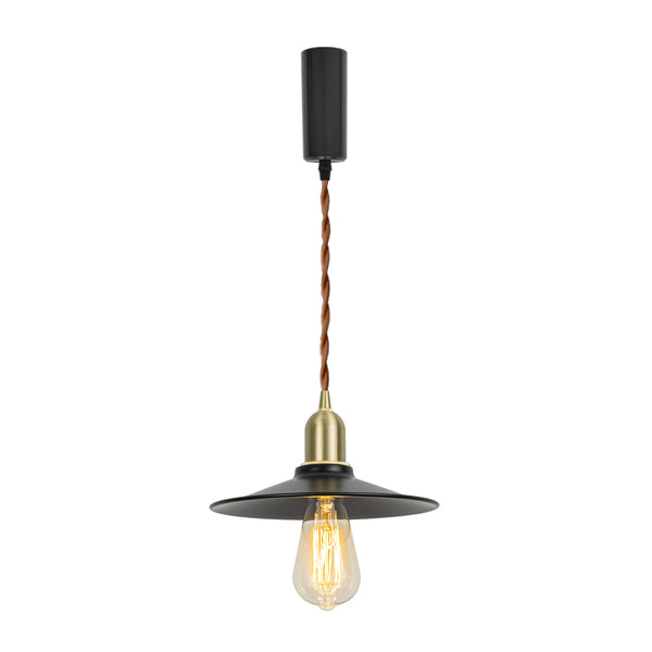 FSLiving Pendant Light, Duct Rail Light, Adjustable Length, Comes with Cord Storage Cup, Interior Lighting, Scandinavian Pendant Lamp, Stylish, For Interior Use, Black, TB1651E26, Brass Socket 