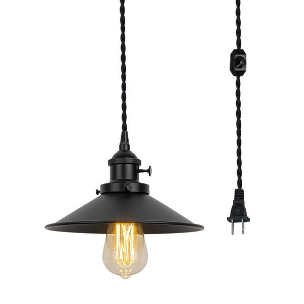 FSLiving Matte Black with Rotating Switch Pendant Light Outlet Type Nordic Stylish Antique Modern Retro Lighting Fixture Lighting Indirect Lighting Ceiling Lighting LED Compatible e26 Dimmer Compatible Rental