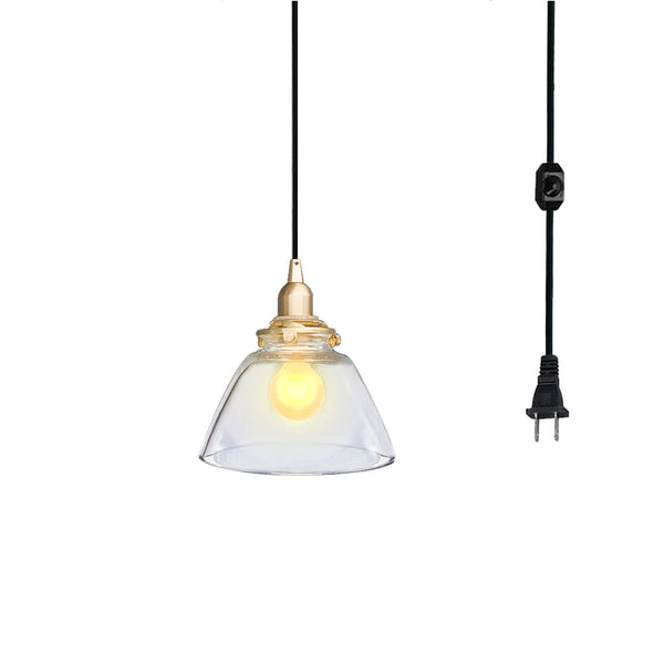 FSLIVING Clear Glass Shade E17 Brass Socket Retro Pendant Light 1 Light Pendant Outlet Type Interior Lighting Cafe 