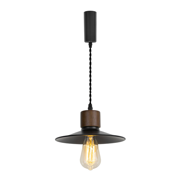 FSLiving Pendant Light, Duct Rail Light, Adjustable Length, Comes with Cord Storage Cup, Interior Lighting, Scandinavian Pendant Lamp, Stylish, For Interior Use, Black, TB2865HTM, Wood 