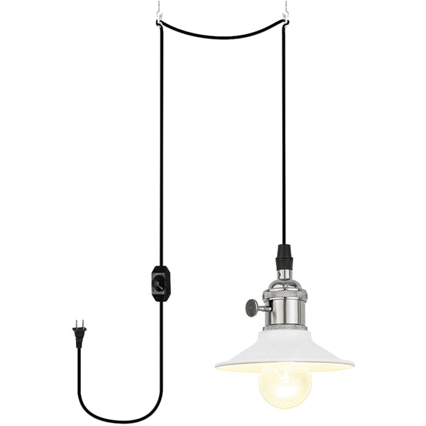 FSLiving [mini size] Pendant light with rotating switch, outlet type, Scandinavian, stylish, antique, modern, retro, lighting fixture, indirect lighting, ceiling lighting, LED compatible, e26, with dimmer, suitable for rental properties