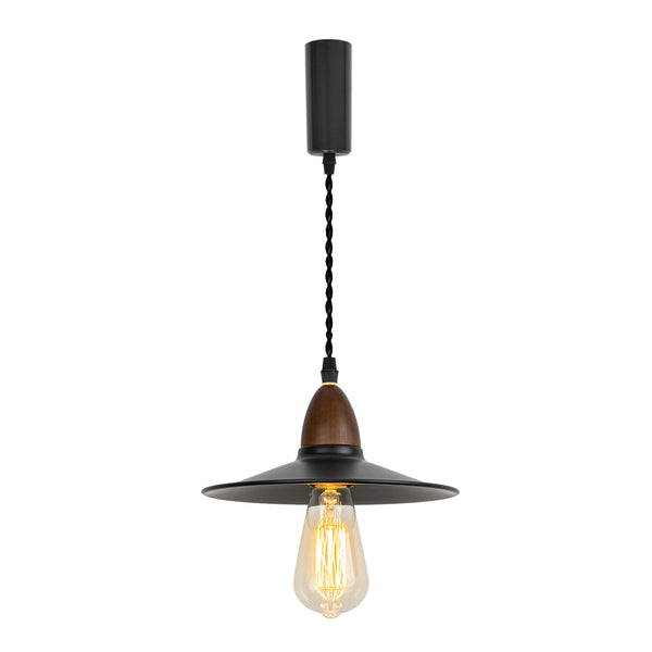 FSLiving Pendant Light, Duct Rail Light, Adjustable Length, Comes with Cord Storage Cup, Interior Lighting, Scandinavian Pendant Lamp, Stylish, For Interior Use, Black, TB2867, Wood 