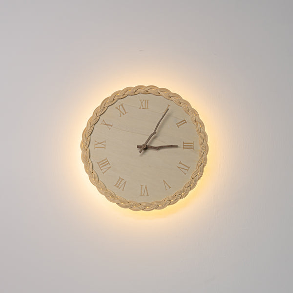 FSLiving [No electrical work required] Rechargeable wood luminous wall clock, room decoration clock, wooden bracket light hook included, indirect lighting, wall-mounted lighting, atmosphere, rental lighting, rental, wall-mounted BD2634