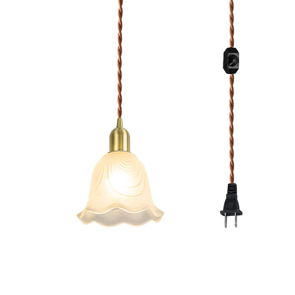 FSLiving Brass Socket, Brass Color, Pendant Light, Outlet Type, Scandinavian, Indirect Lighting, Ceiling Lighting, LED Compatible, e26, Dimmer Included, Rental, Copper, Glass, Stripped Glass