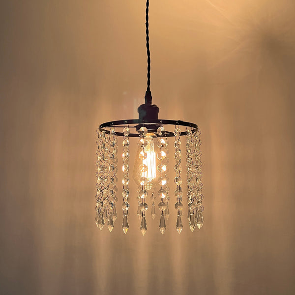 FSLiving Sparkling Crystal Pendant Light, Dimmable, Interior Lighting Fixture, Ceiling Light, Hanging Light, Outlet Type 