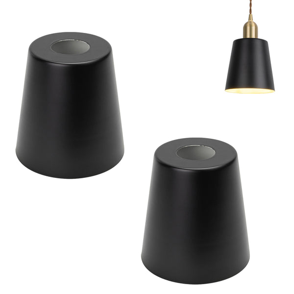 2 Pack Replacement Lamp Shade Shade Only Stylish Black Pendant Light Shade Aluminum Stylish Bracket Light Shade E26 