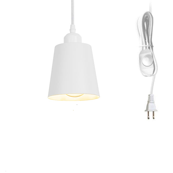 FSLiving Outlet-type pendant light, dimmable, retro pendant, lighting fixture, no installation required, rental lighting, kitchen lighting, flame lighting, entrance lighting, white