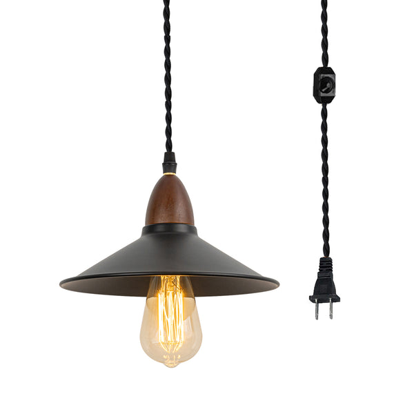 FSLiving Wooden Pendant Light, Outlet Type, Scandinavian, Indirect Lighting, Ceiling Lighting, LED Compatible, e26, Dimmer Included, Suitable for Rental Properties, Wood Grain Socket, Wood Pendant Light, Sloped Ceiling Pendant Light, TB2867, DZ22*6CM