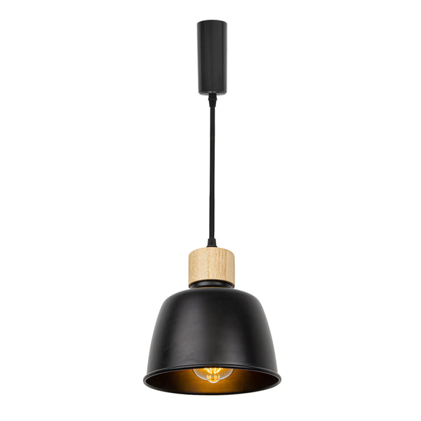 FSLiving Wooden Pendant Light with Cord Storage Cup, Interior Lighting, Scandinavian, Cafe Pendant Lamp, Stylish Lighting Fixture, Ceiling Lighting, Hanging Light, E26, Kitchen, LED, Electric, Duct Rail Light, Wood Socket, TB3119-YMS 