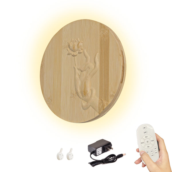 FSLiving [No electrical work required] Rechargeable Wood with remote control Wooden bracket light with hooks Indirect lighting Wall-mounted lighting Ambience Rental lighting Rental Wall-mounted BD2612