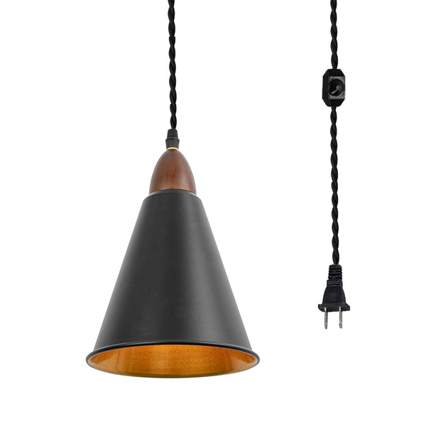 FSLiving Wooden Pendant Light, Outlet Type, Scandinavian, Indirect Lighting, Ceiling Lighting, LED Compatible, E26, Dimmer Included, Suitable for Rental Properties, Wood Grain Socket, Wood Pendant Light, Sloped Ceiling Pendant Light, TB2867 DZ19CM-GL