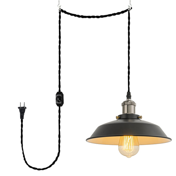 FSLiving Pendant Light, Outlet Type, with Dimmer Switch, Retro Pendant, No Construction Required, Rental Lighting, Cord Length 4.5m