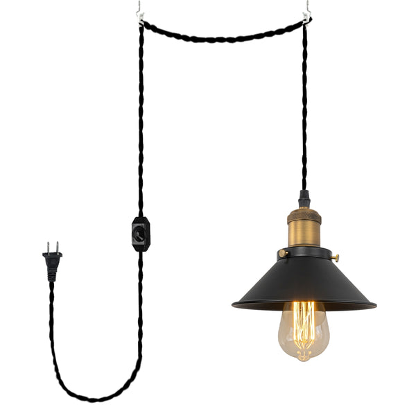 FSLIVING Retro 1-light pendant, outlet type (4.5m), adjustable hanging height, with dimmer switch, dimmable bulb compatible, interior lighting, cafe, diameter 18cm