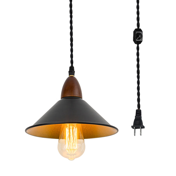 FSLiving Wooden Pendant Light, Outlet Type, Scandinavian, Indirect Lighting, Ceiling Lighting, LED Compatible, E26, Dimmer Included, Suitable for Rental Properties, Wood Grain Socket, Wood Pendant Light, Sloped Ceiling Pendant Light, TB2867, DZ22*8CM-GL