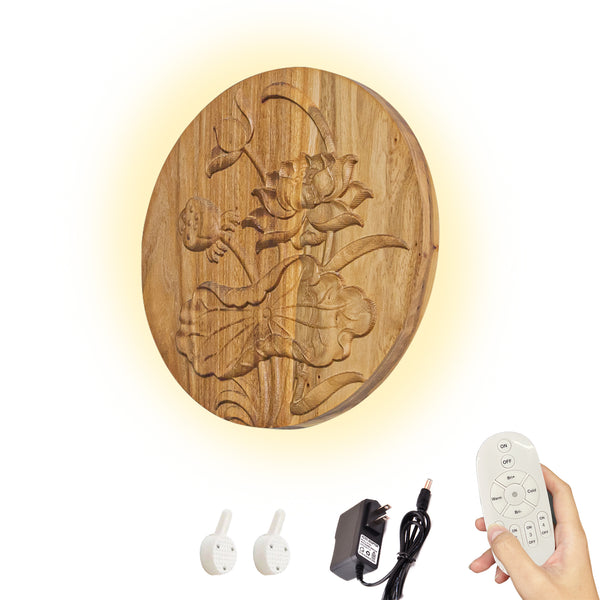 FSLiving [No electrical work required] Rechargeable Wood with remote control Wooden bracket light with hook Indirect lighting Wall-mounted lighting Ambience Rental lighting Rental Wall-mounted BD2611