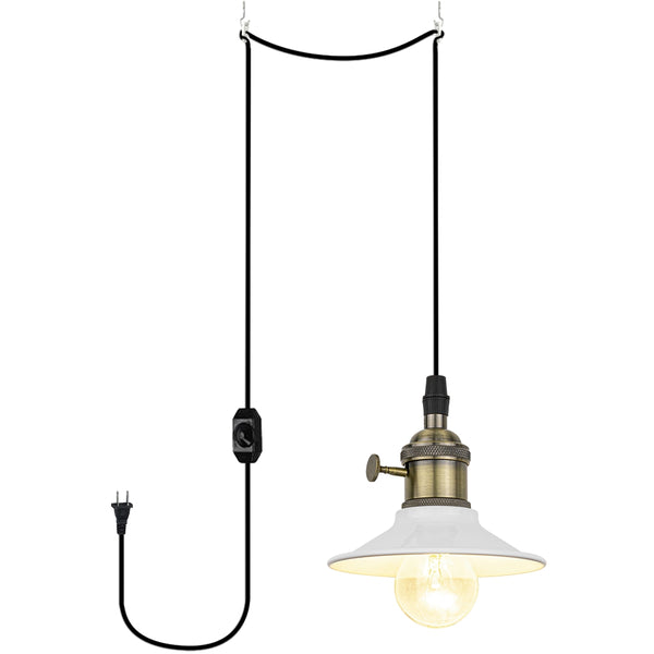 FSLiving [mini size] Pendant light with rotating switch, outlet type, Scandinavian, stylish, antique, modern, retro, lighting fixture, indirect lighting, ceiling lighting, LED compatible, e26, with dimmer, suitable for rental properties, bronze