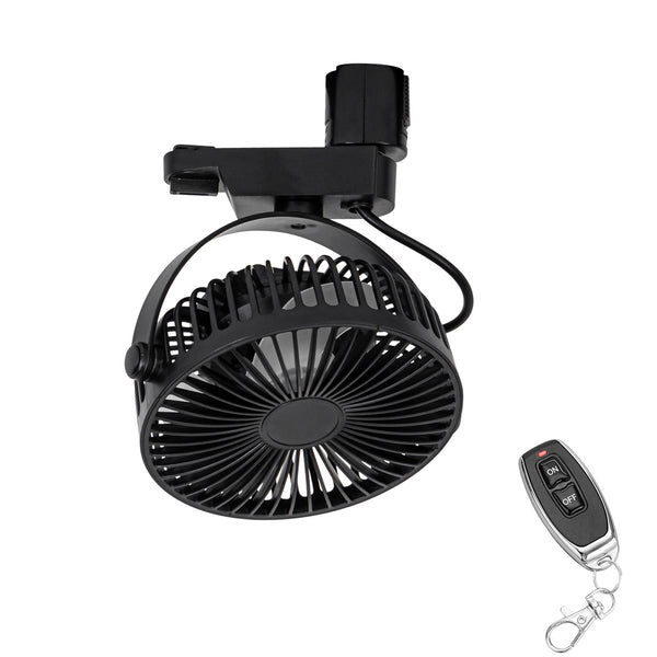 fsliving Remote Controlled Duct Rail Mount Fan Circulator Black Fan Adjustable Angle Plant Cultivation Air Circulation Small Blower Small Fan Duct Rail Fan Black