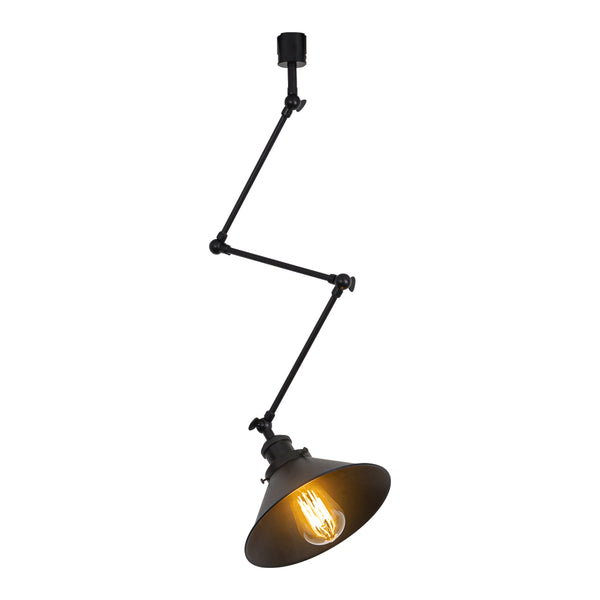 FSLiving ライティングレールライト ダクトレールライト アーム 角度調節可 E26 LED対応 調光対応 レトロ 照明器具 植物ライト 植物照明　シェード付き 黒