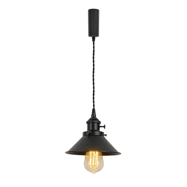 fsliving Matte Black with Rotating Switch Retro Pendant Light Interior Lighting Scandinavian Pendant Lamp Stylish Interior Lighting Fixture Ceiling Lighting Hanging Light E26 Kitchen LED Electric Duct Rail Light