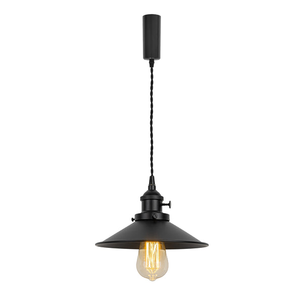 fsliving Matte Black with Rotating Switch Retro Pendant Light Interior Lighting Scandinavian Pendant Lamp Stylish Interior Lighting Fixture Ceiling Lighting Hanging Light E26 Kitchen LED Electric Duct Rail Light 