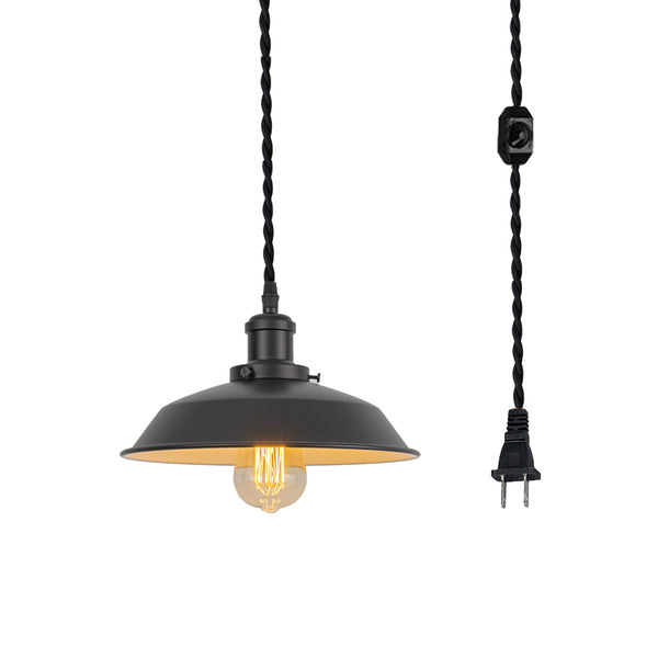 FSLiving Pendant Light, Outlet Type, with Dimmer Switch, Retro Pendant, No Construction Required, Rental Lighting, Cord Length 4.5m TB2557-YGH