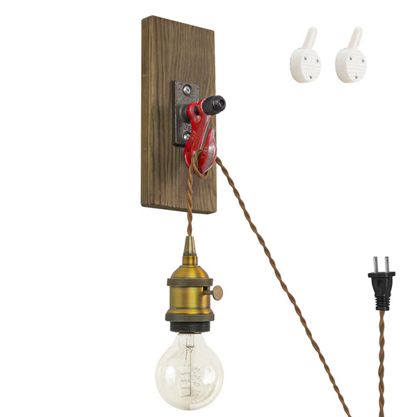 FSLiving [No electrical work required] Retro, outlet-type, wood, wooden, bracket light with hook, indirect lighting, wall-mounted lighting, atmosphere, rental lighting, rental, wall-mounted BD2610