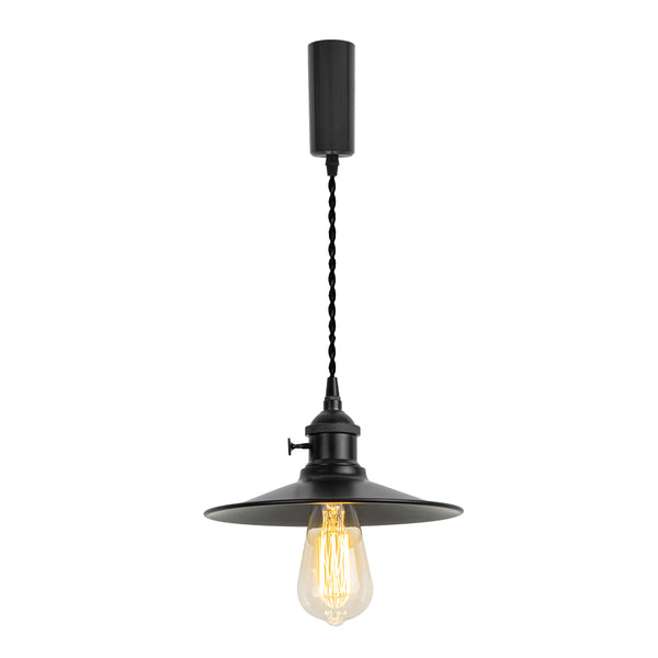 FSLiving Pendant Light, Duct Rail Light, Adjustable Length, Comes with Cord Storage Cup, Interior Lighting, Scandinavian Pendant Lamp, Stylish, For Interior Use, Black, TB2828, Comes with Switch 