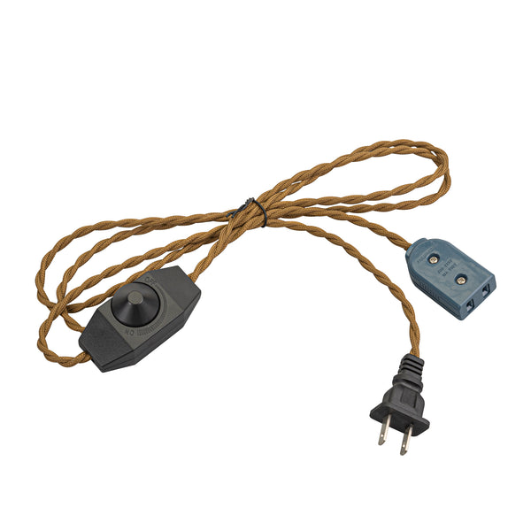 FSLiving 延長コード 1.8m 茶色 ツイストコードレトロ コンセント式 連結コンセント付き 調光スイッチ付き 照明器具 取り付け便利