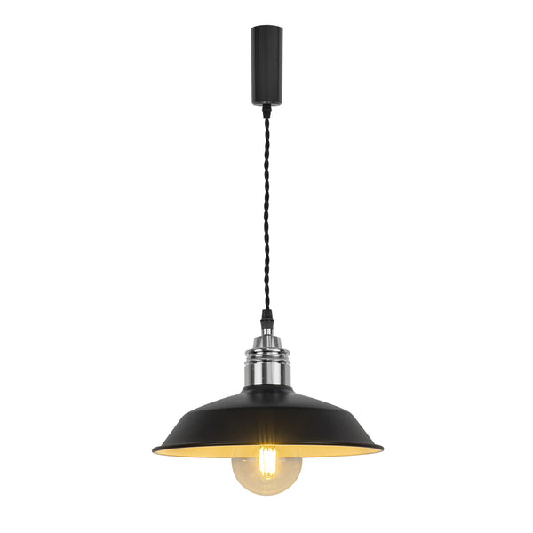 FSLiving Diameter 26cm Cafe atmosphere Pendant light Adjustable length Cord storage flange included Interior lighting Scandinavian Pendant lamp Stylish Interior lighting Ceiling lighting Hanging light E26 Kitchen LED Electric Duct rail light 