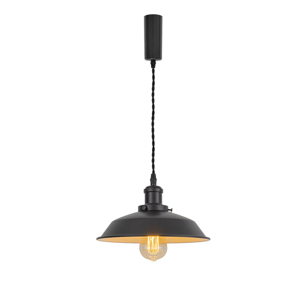 FSLiving Cafe Atmosphere Pendant Light Adjustable Length with Cord Storage Flange Hanging Light E26 Kitchen LED Electric Duct Rail Light TB2557-YGH 