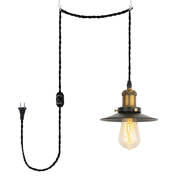 FSLIVING Retro 1-light pendant, outlet type (4.5m), adjustable hanging height, with dimmer switch, dimmable bulb compatible, interior lighting, cafe