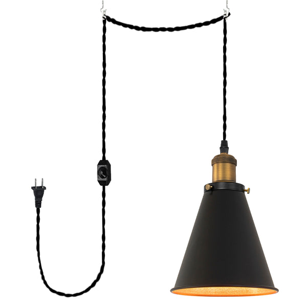 FSLIVING Retro 1-light pendant, outlet type (4.5m), adjustable hanging height, with dimmer switch, dimmable bulb compatible, interior lighting, cafe