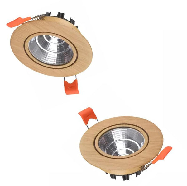 STGGTS 2個パック 埋め込み式ダウンライト 埋込み型スポットライト かわいい 木製 照明ホルダー 木製 和風和室 埋め込み天井ライト 7W 電球色 ウッド 和室 スポットライト