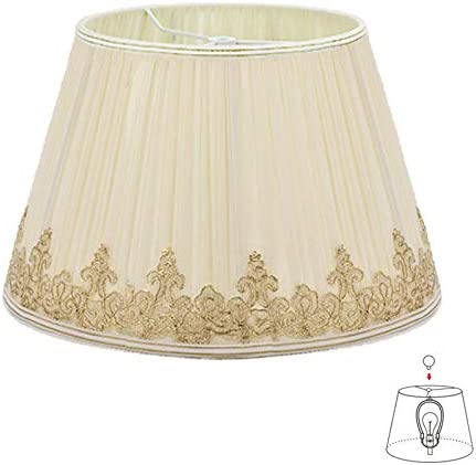 fsliving Lampshade Ivory Chiffon Stylish Pleated Fabric Cover Floor Lamp Lighting Guard Retro Replacement Creative Shade Only Replacement Lampshade DIY 