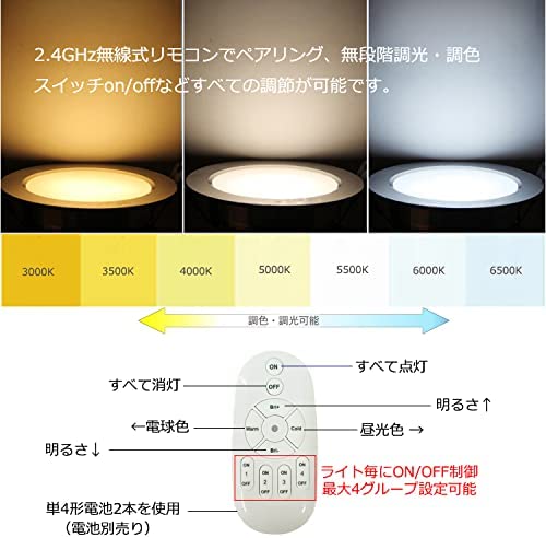 fsliving 調光調色対応 リモコン付き 色切り替え 電球色/昼光色/自然光