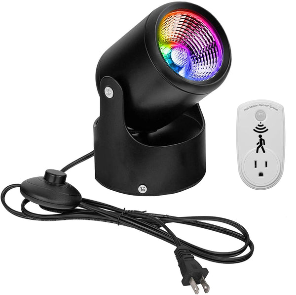 FSLIVING 人感センサー 7W リモコン付き RGB センサーライト スポットライト コンセント式 角度調節可 屋内用 壁 天井 展示 撮影 角度調節可能 ステージライト フロアスタンド照明 屋内用 壁 天井 展示 撮影 ウェディング