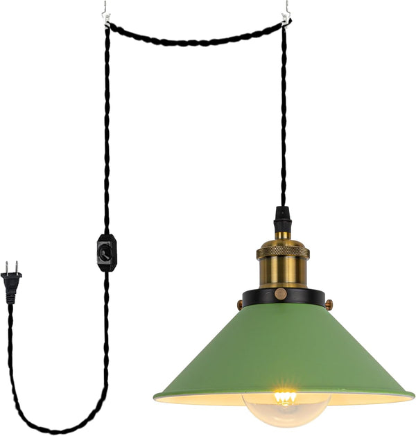 KIVEN Pendant Light, Outlet Type, Hanging Light, 450cm Cord Length, Dimmer Switch on Cord, Dimmable, Stylish, Stylish, Interior Light, Entryway Lighting, E26 Base, Bulb Sold Separately, 22cm Diameter, Yellow Shade 