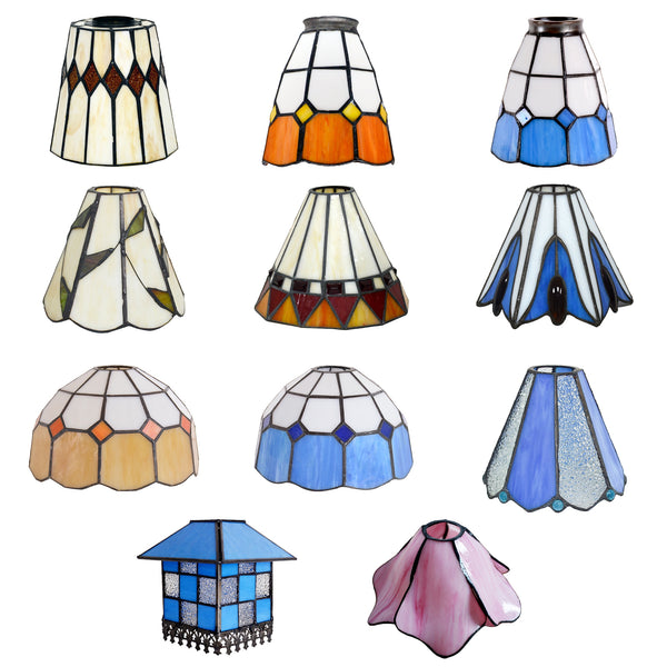 Lampshade Replacement Lighting Stained Glass Shade Single Item E26 Base Compatible Bracket Light Interior Retro Stained Glass